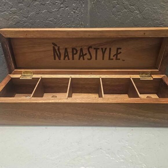 Napa Style Spice Holder Tea Holder Acacia Wood 14" x 4" - Picture 1 of 7